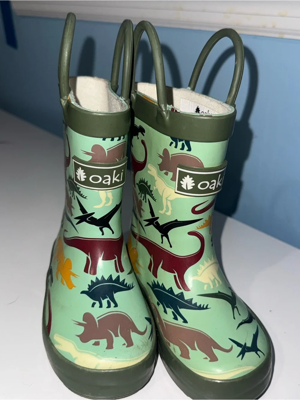 Oaki Kids' Green Dinosaur Rain & Snow Boots